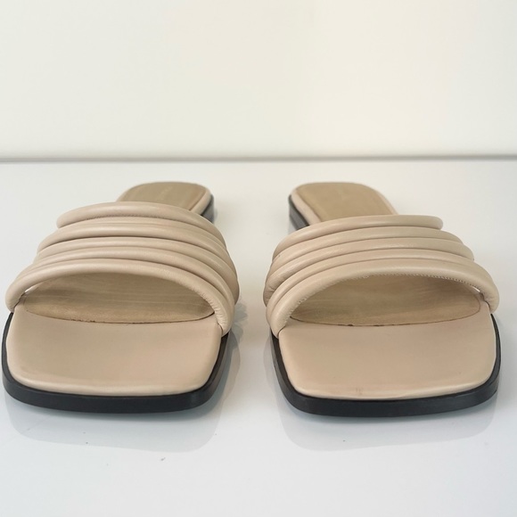 NEW FRAME BEIGE LEATHER STRAPPY SLIDE SANDALS - Picture 11 of 14